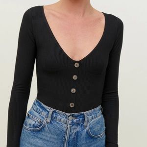 Reformation Knit Button Long Sleeve Top